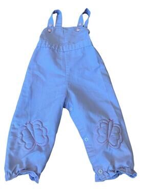 VTG Sears Kids Purple Butterflies Overalls Size 32.5-36” 26-31 Lbs 80’s READ